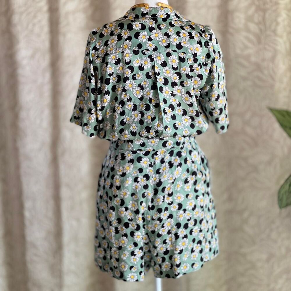 NWOT Sandro Paris Daisy Print Satin Romper Jumpsuit Same Style Worn on TV Size 4 - Picture 3 of 11